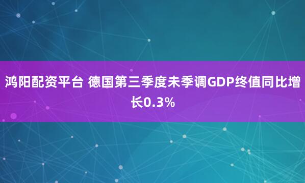 鸿阳配资平台 德国第三季度未季调GDP终值同比增长0.3%